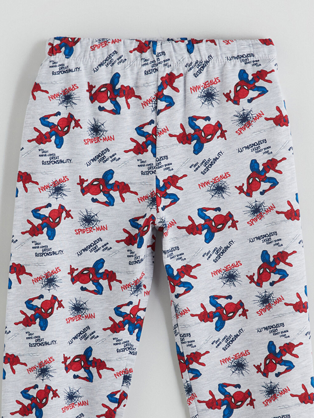 Gri Beli Lastikli Spider-Man Baskılı Erkek Çocuk Pijama Alt-1
