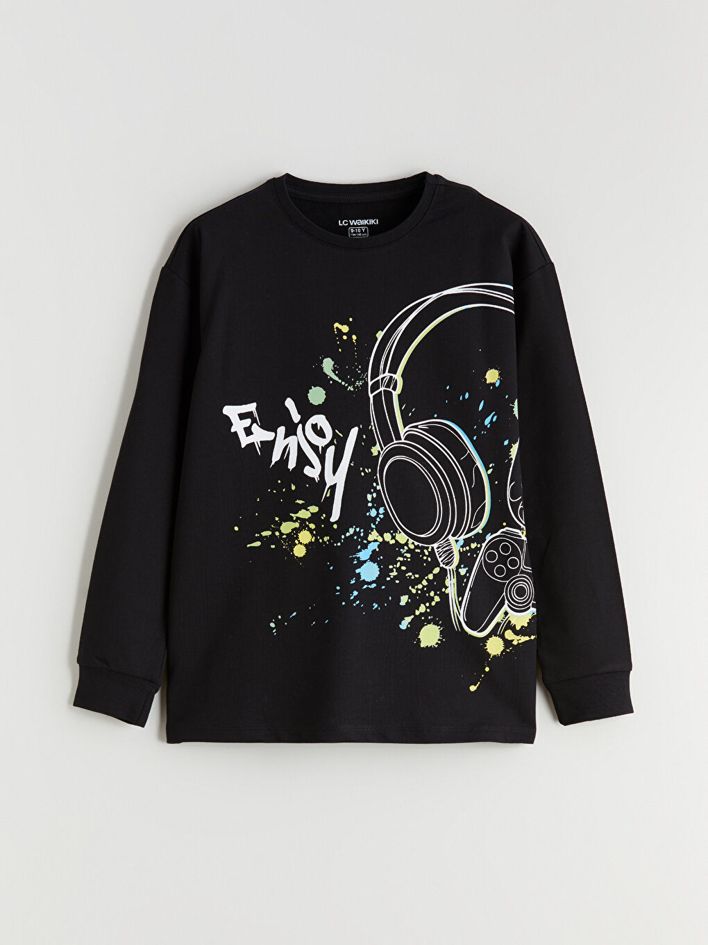 Siyah Bisiklet Yaka Erkek Çocuk Pijama Takımı-1