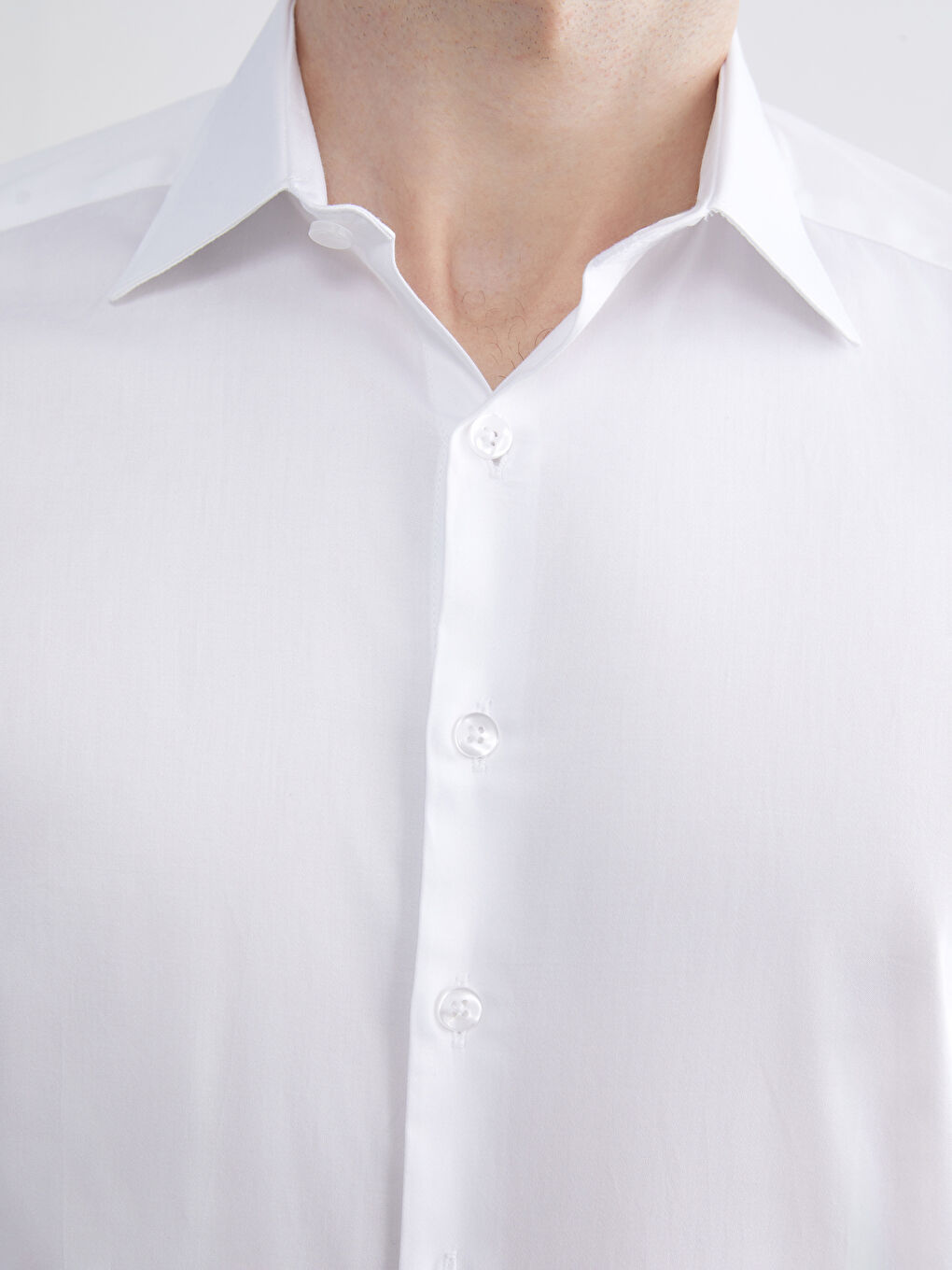 Beyaz Slim Fit Uzun Kollu Erkek Gömlek-4