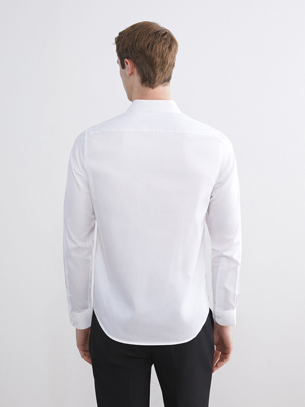 Beyaz Slim Fit Uzun Kollu Erkek Gömlek-6