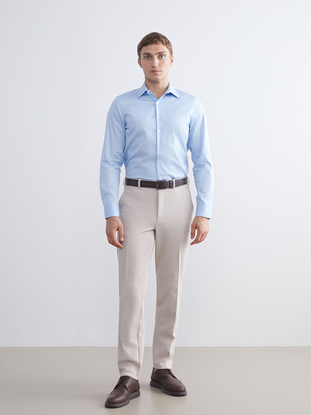 Slim Fit Long Sleeve Gabardine Men's Shirt-1