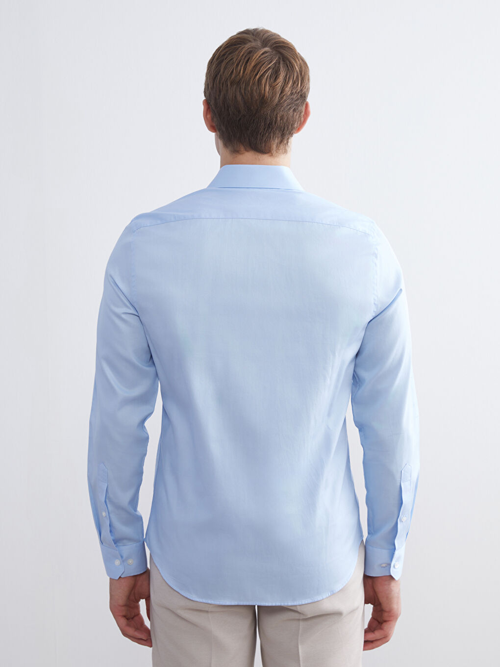 Slim Fit Long Sleeve Gabardine Men's Shirt-3