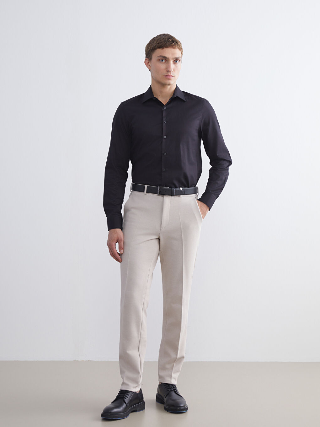 Muška košulja dugih rukava slim fit od gabardina-2