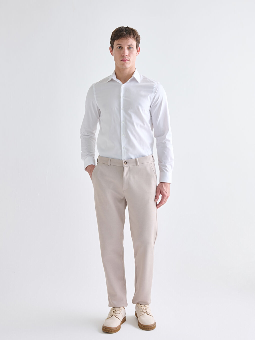 Slim Fit Long Sleeve Gabardine Men's Shirt-2