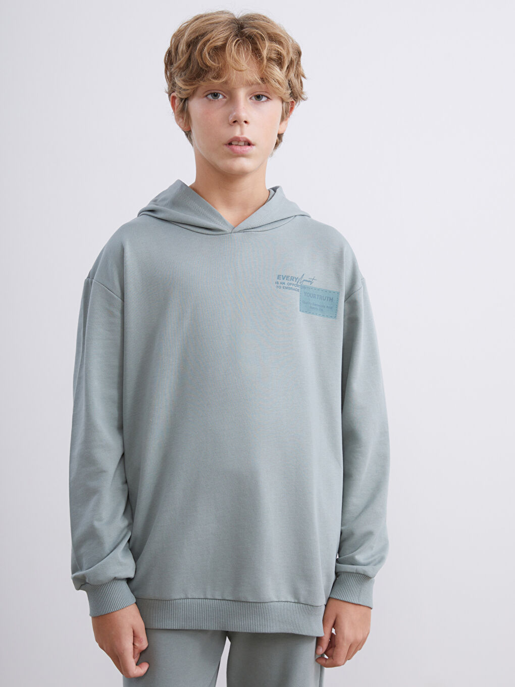 Yeşil Kapüşonlu Erkek Çocuk Eşofman Takım-1