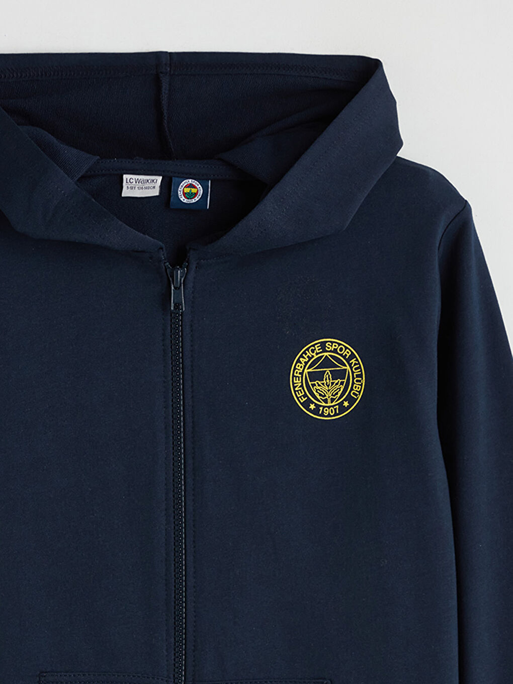 Lacivert Fenerbahçe Baskılı Erkek Çocuk Fermuarlı Sweatshirt-2