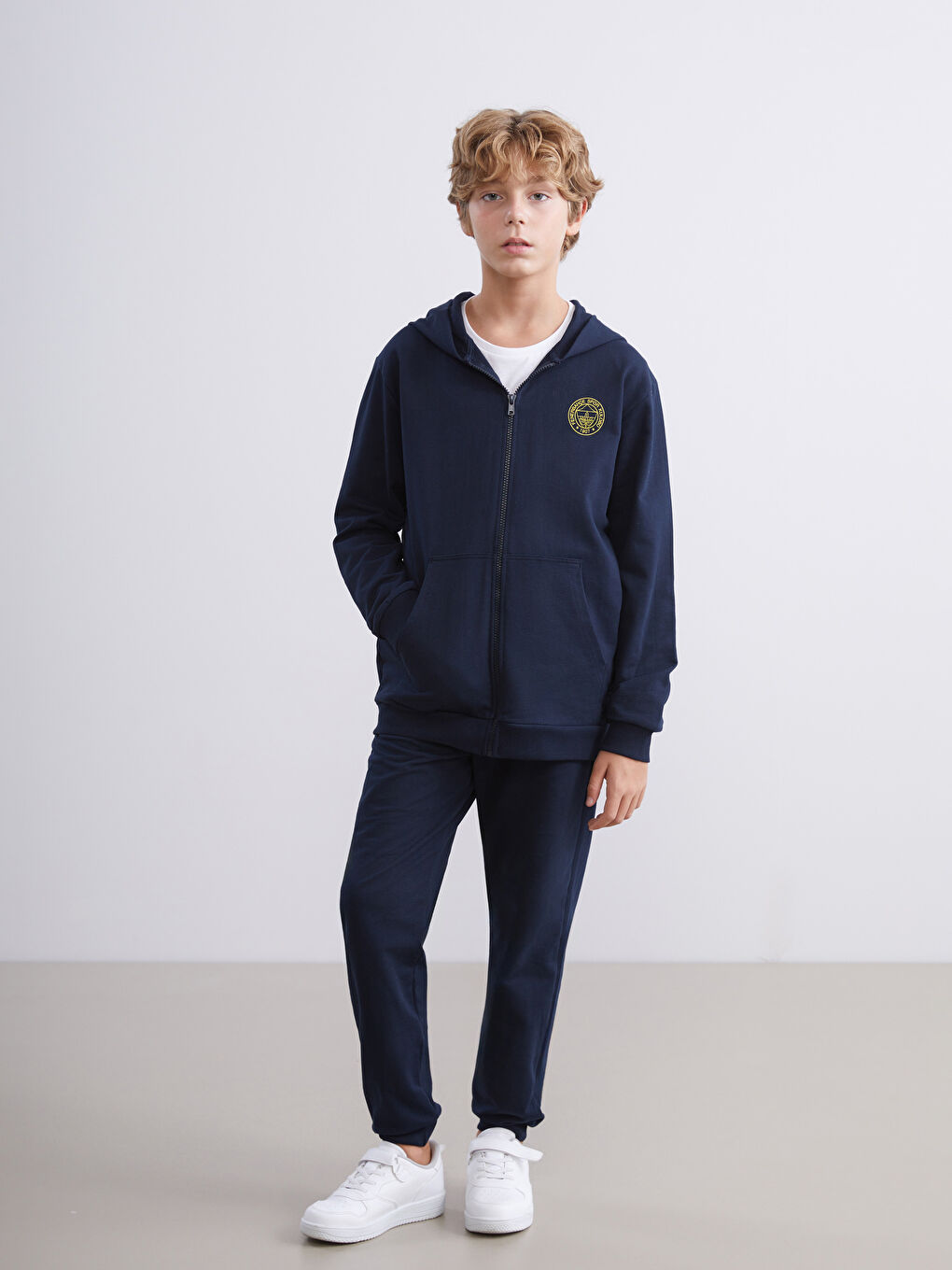 Lacivert Fenerbahçe Erkek Çocuk Fermuarlı Sweatshirt ve Eşofman Altı