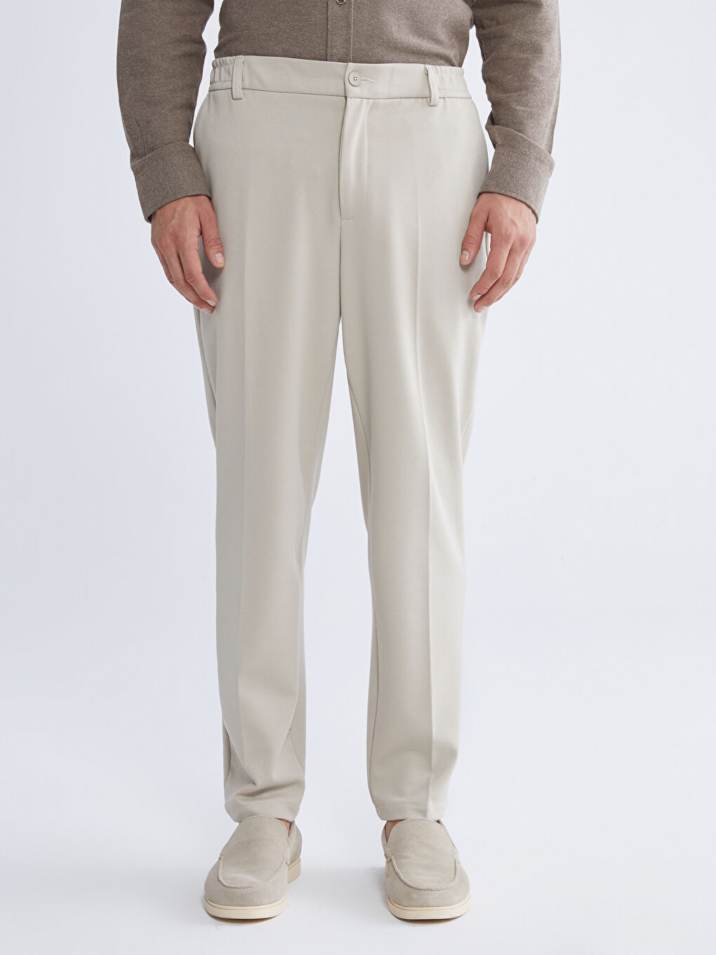 Bej Standart Kalıp Erkek Pantolon-1