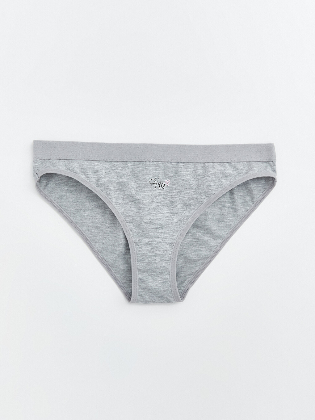 Gri Yazı Baskılı Bikini Külot