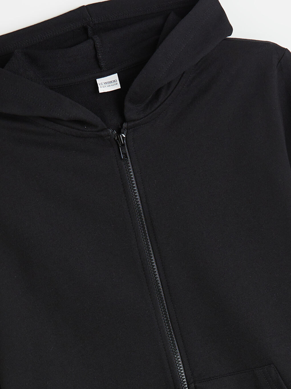 Siyah Kapüşonlu Erkek Çocuk Fermuarlı Sweatshirt-1