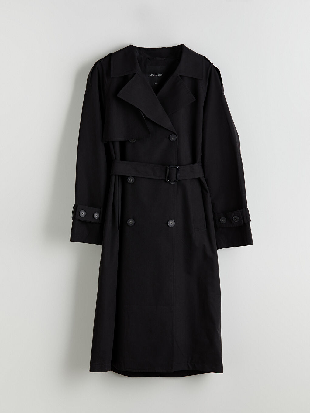 LCW Modest معطف واقٍ من المطر أسود امرأة -W51528Z8-CVL