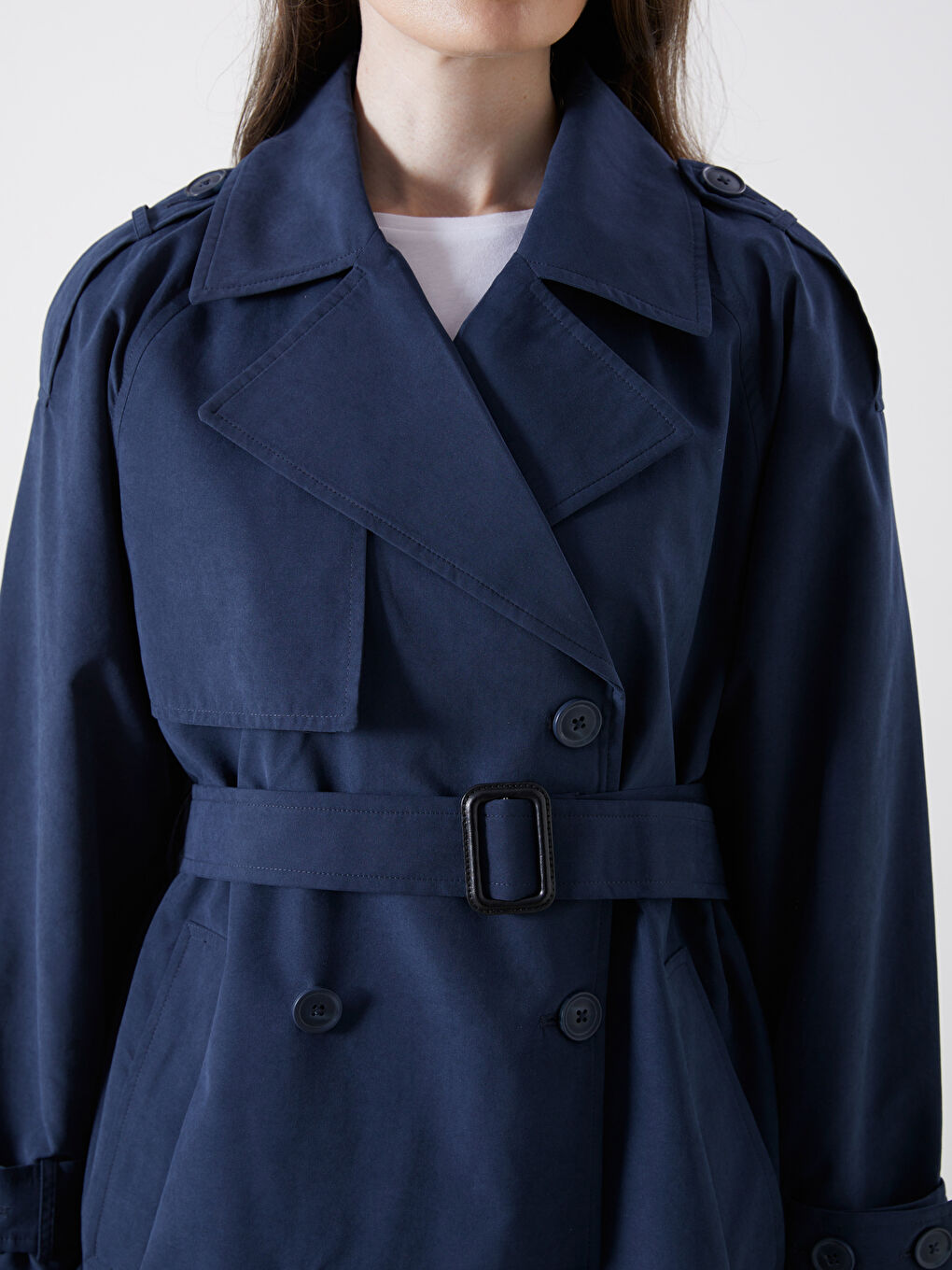 LCW Modest معطف واقٍ من المطر كحلي امرأة -W51528Z8-YBY