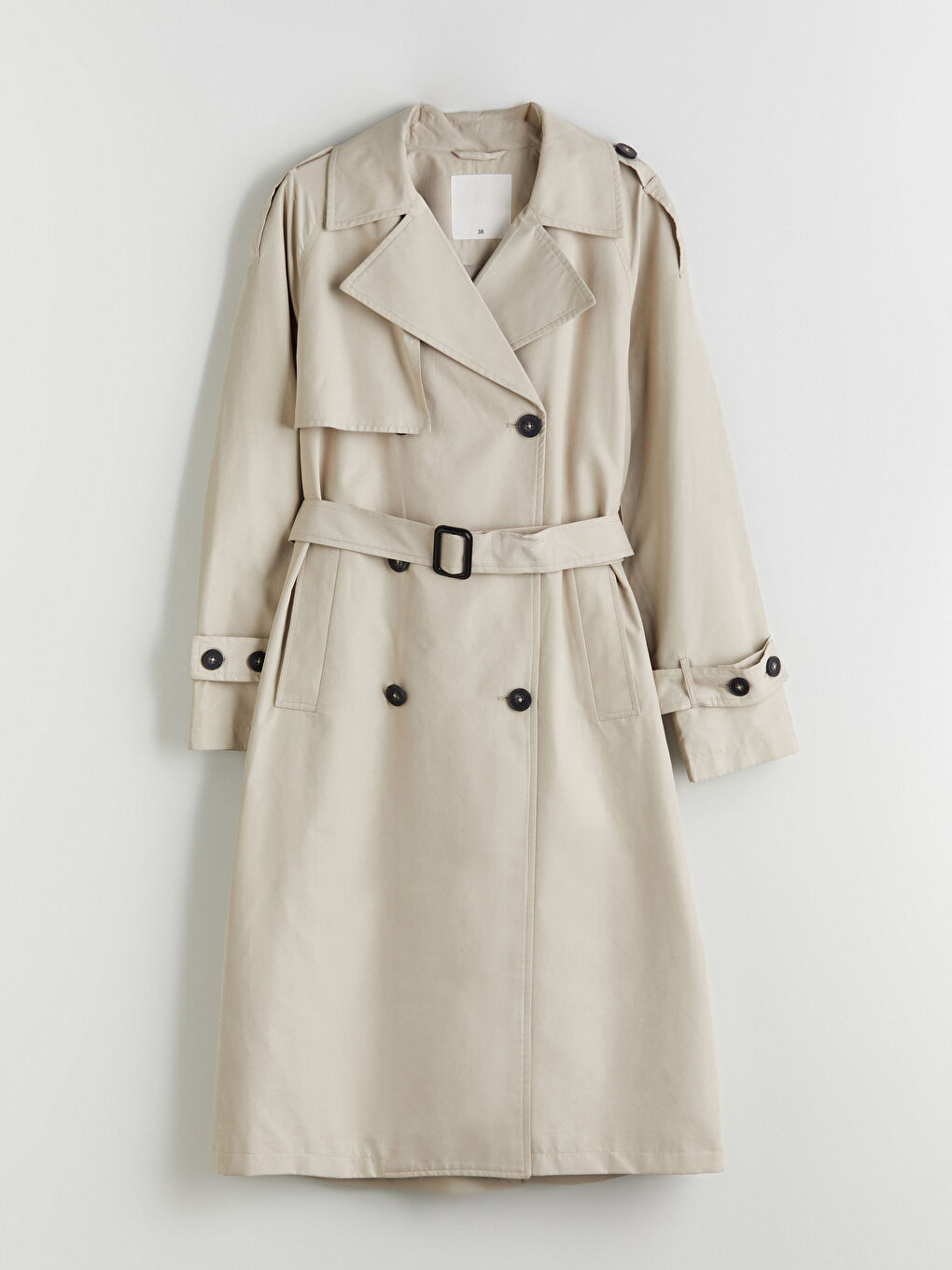 Bej Kruvaze Yaka Oversize Kadın Trençkot-4