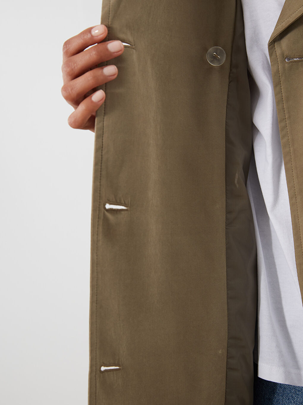 LCW Modest معطف واقٍ من المطر كاكي امرأة -W51528Z8-YCD