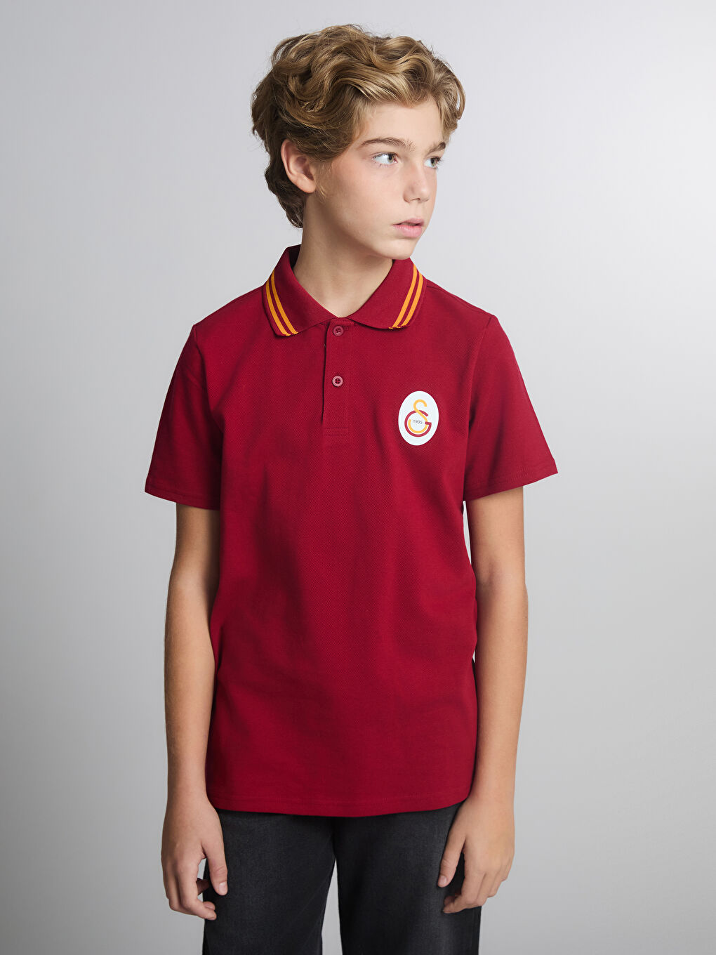 Kırmızı Polo Yaka Galatasaray Baskılı Erkek Çocuk Tişört