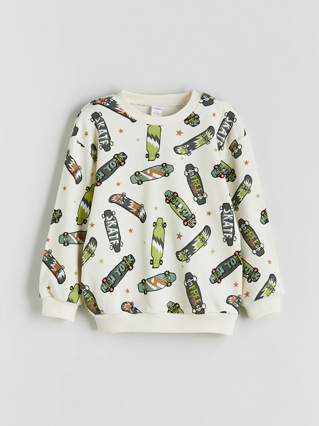 Bej Bisiklet Yaka Erkek Çocuk Sweatshirt