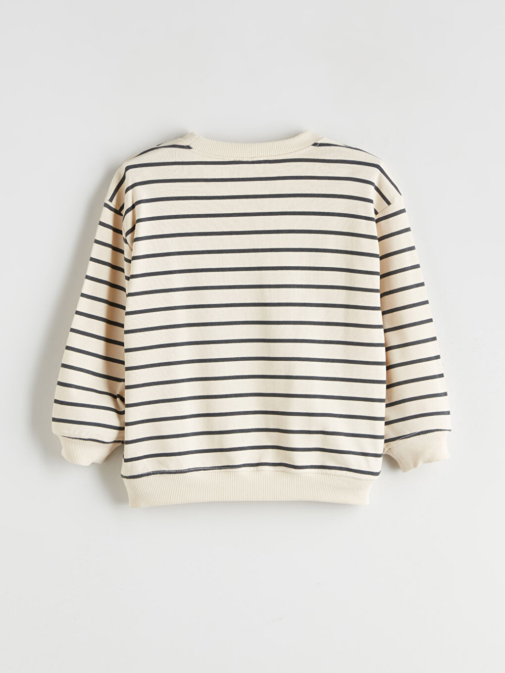 Bej Bisiklet Yaka Çizgili Erkek Çocuk Sweatshirt-2