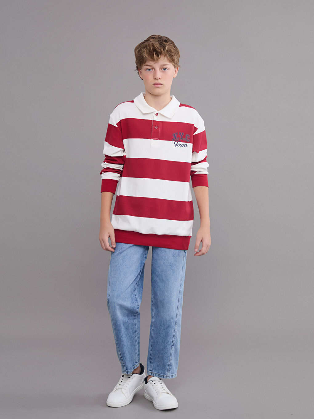Polo Neck Striped Boys' T-Shirt-1
