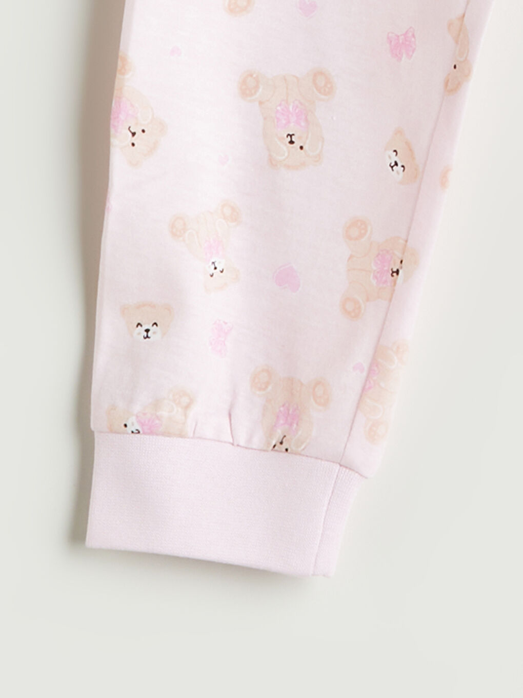Pembe Beli Lastikli Ayı Teddy Baskılı Kız Çocuk Pijama Alt-2