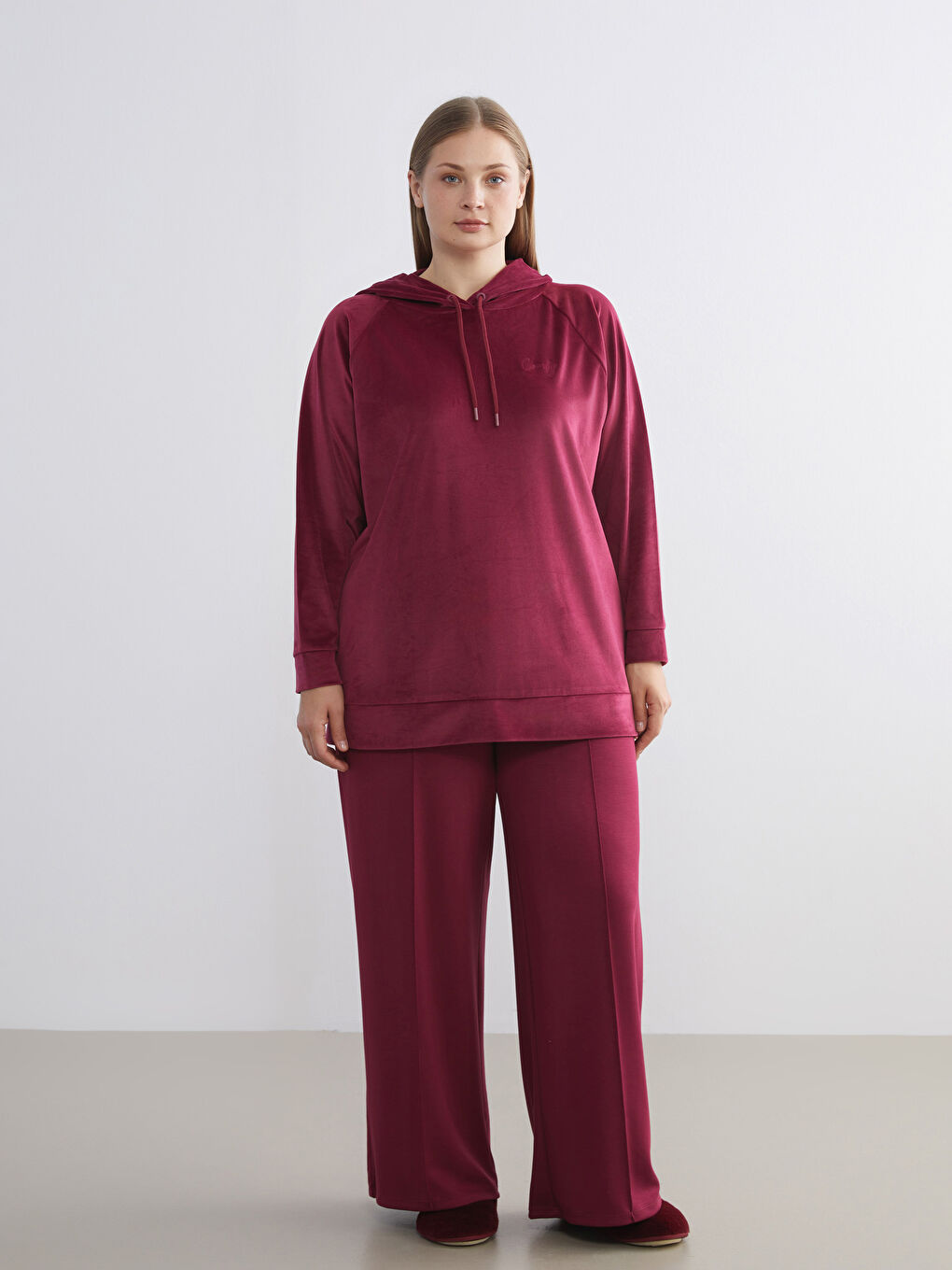 Hooded Velvet Women's Pyjama Top-6