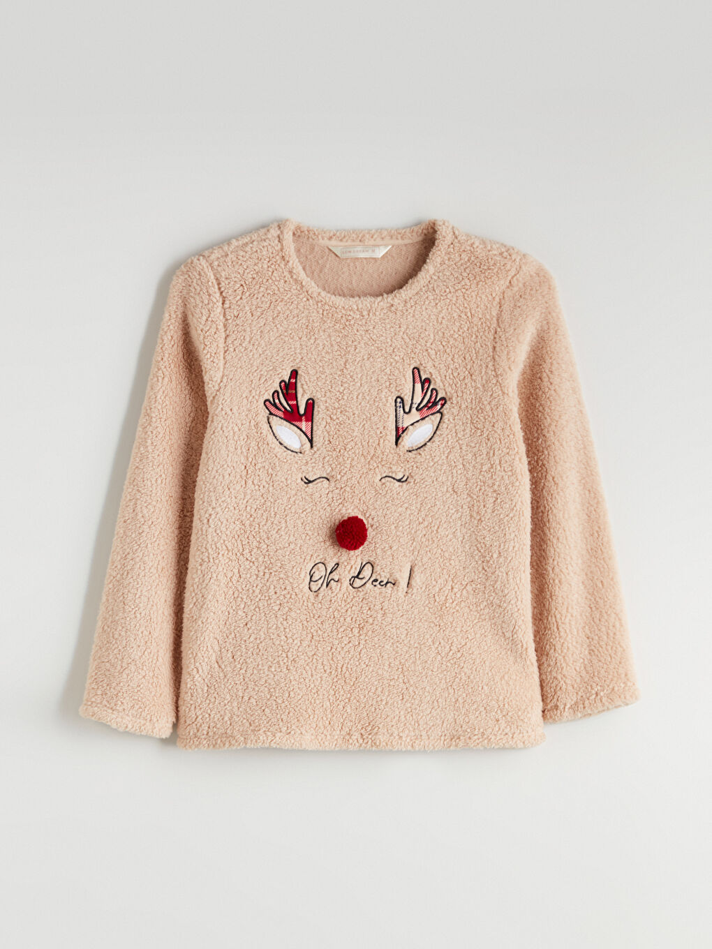 Crew Neck Embroidered Women's Plush Pyjama Set-1