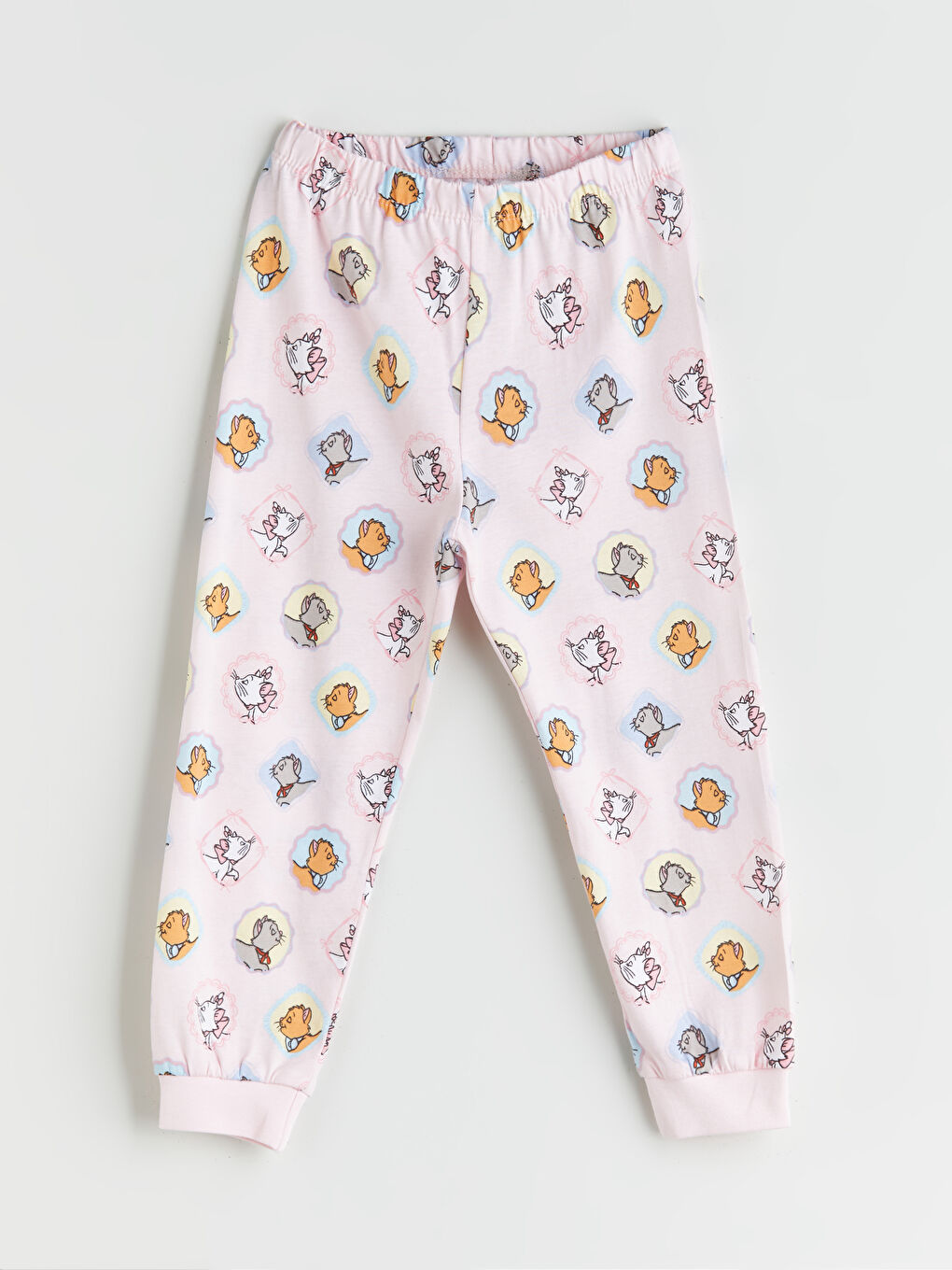 Pembe Beli Lastikli Aristocats Baskılı Kız Çocuk Pijama Alt