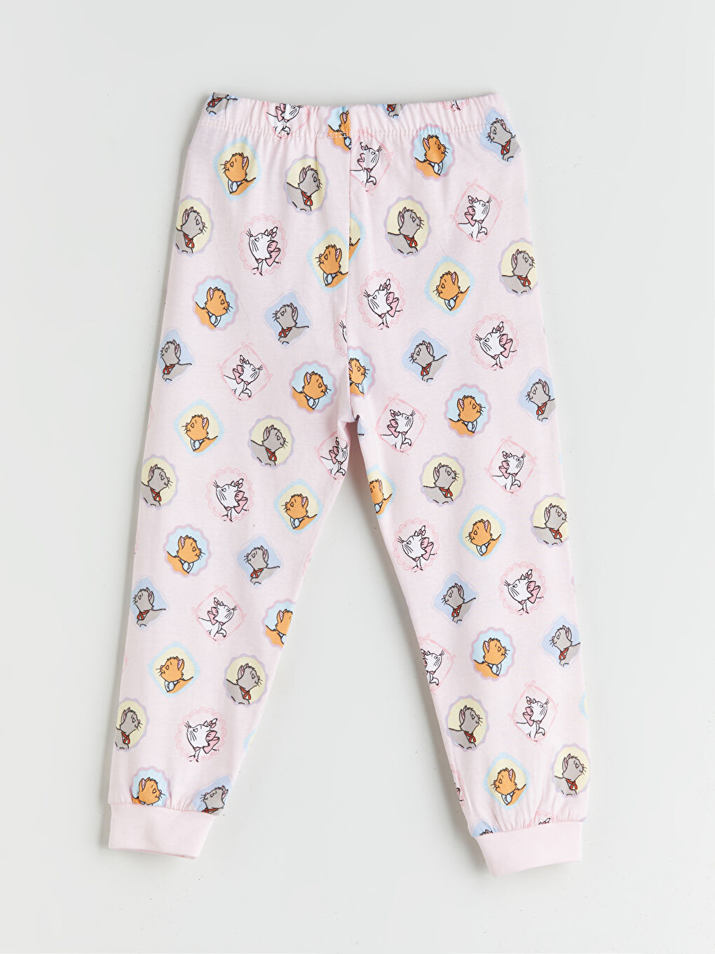 Pembe Beli Lastikli Aristocats Baskılı Kız Çocuk Pijama Alt-1