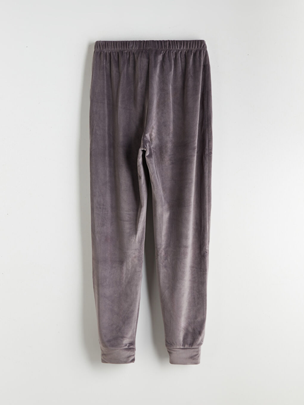 Gri Beli Lastikli Kadın Kadife Pijama Alt-1