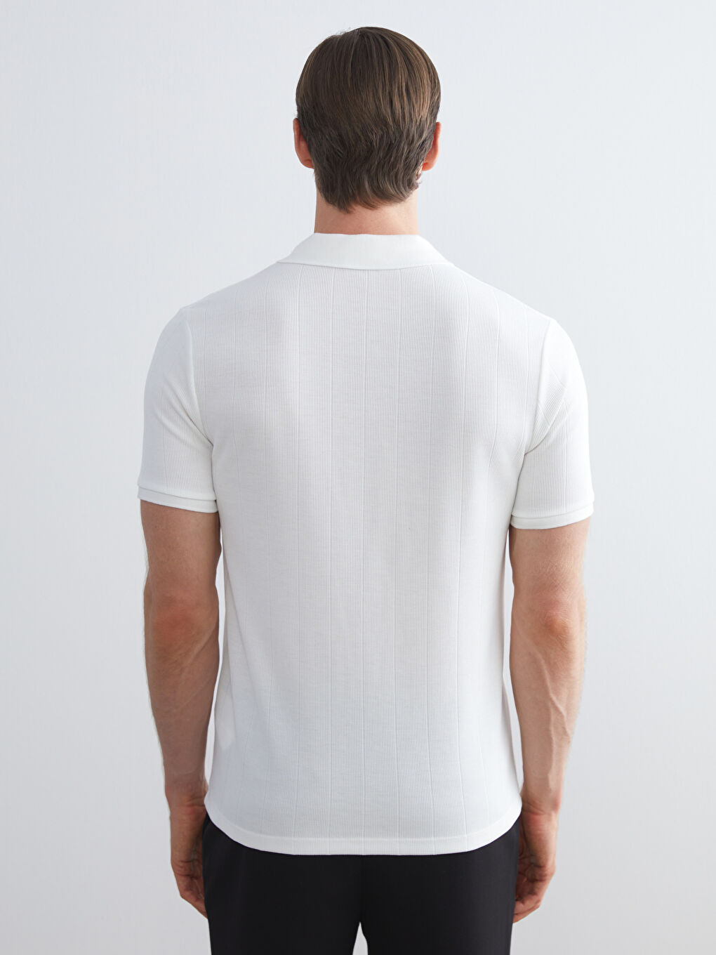 Ekru Polo Yaka Çizgili Erkek Tişört-3