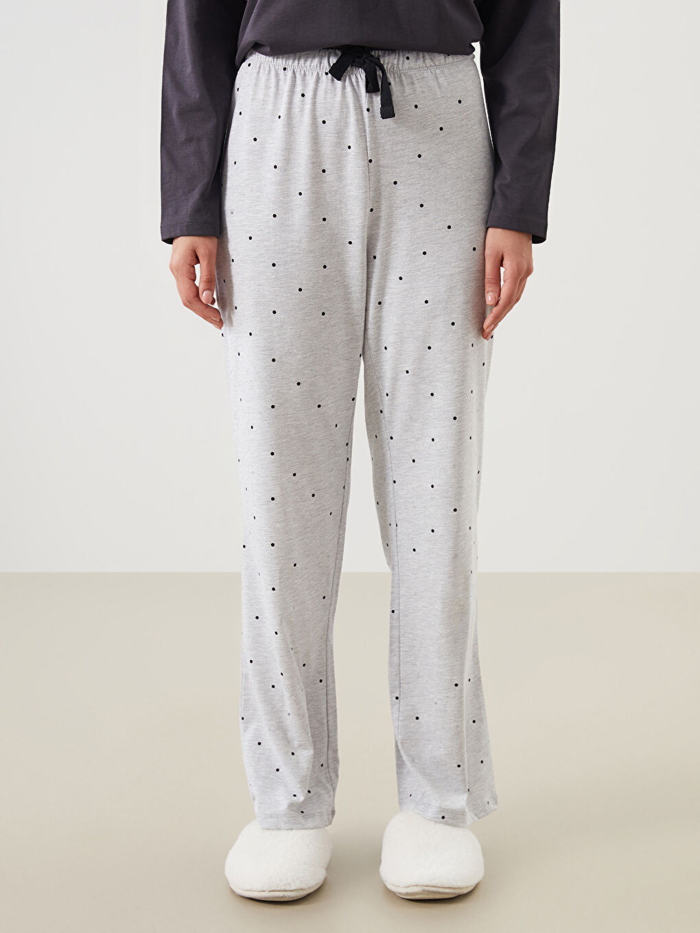 LCW DREAM Elasticated Waist Polka Dot Women's Pyjama Bottoms -W51686Z8-998