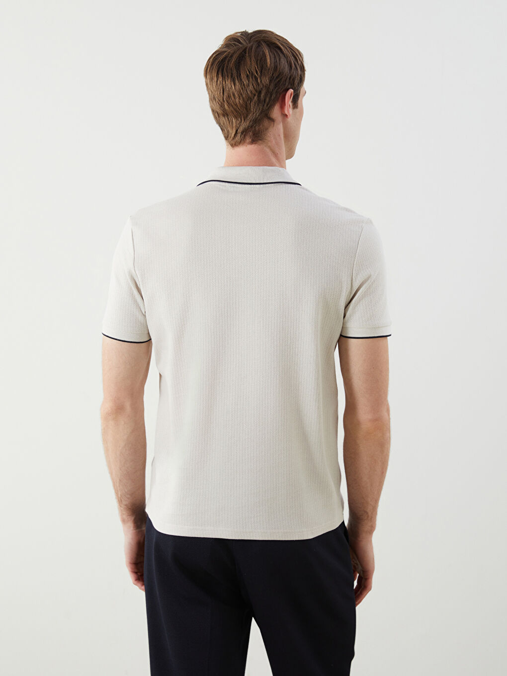 Bej Polo Yaka Erkek Tişört-3