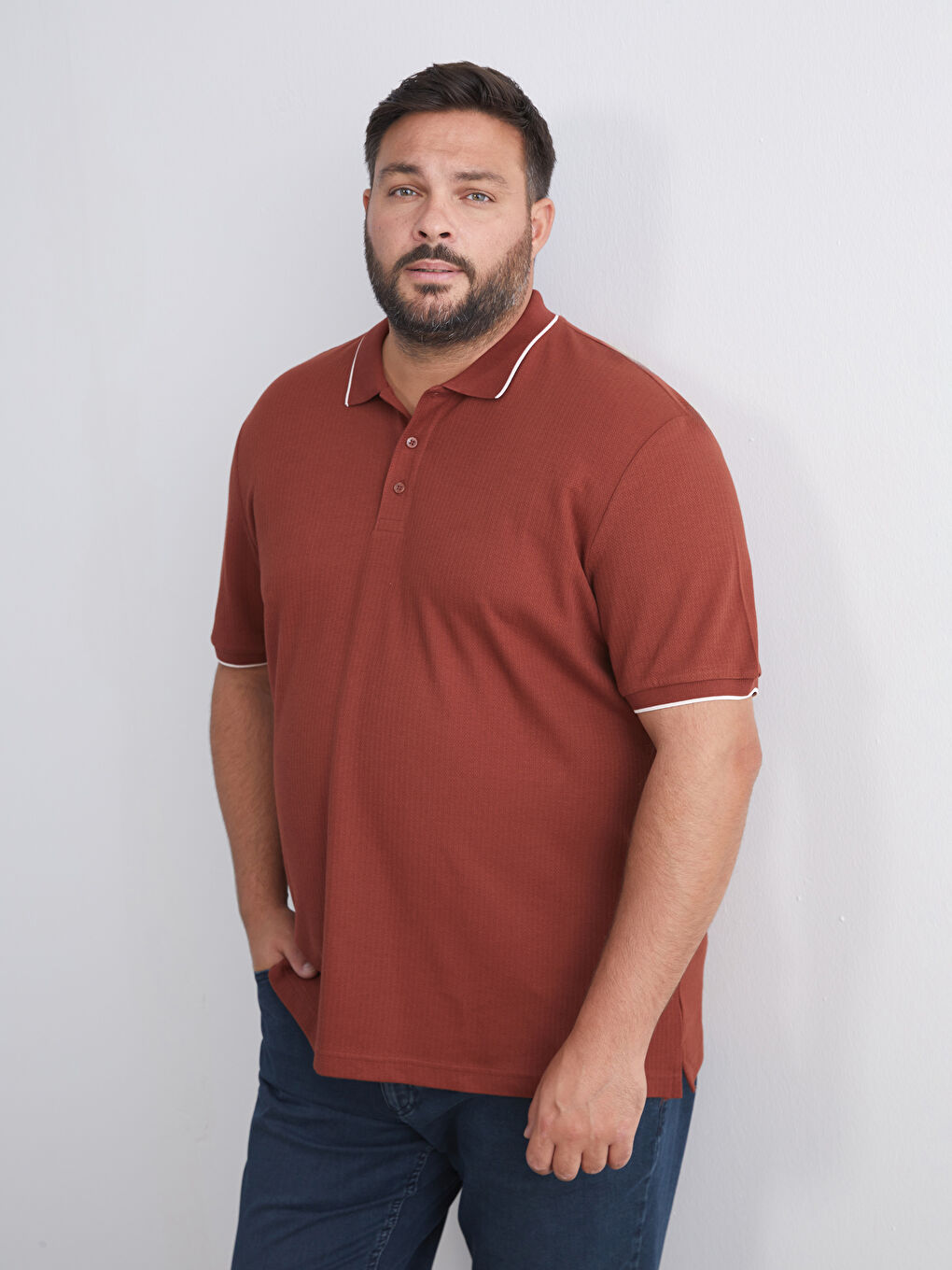 Kahverengi Polo Yaka Erkek Tişört-1