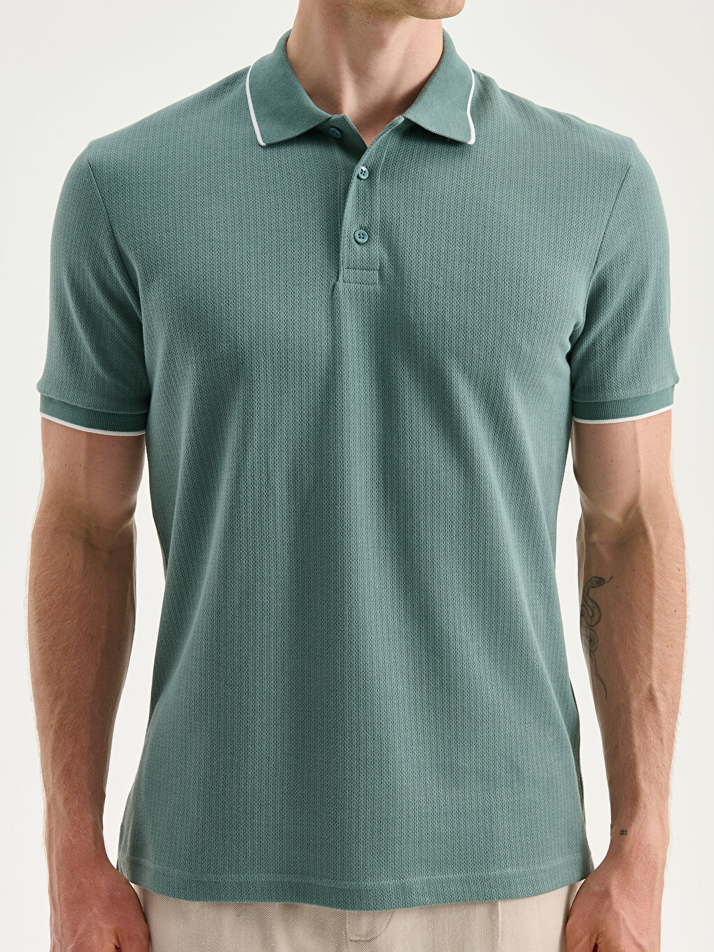 Yeşil Polo Yaka Erkek Tişört-2
