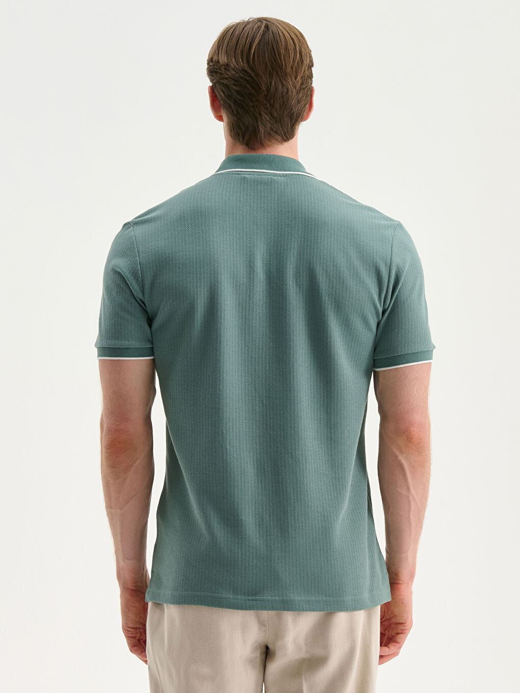 Yeşil Polo Yaka Erkek Tişört-3