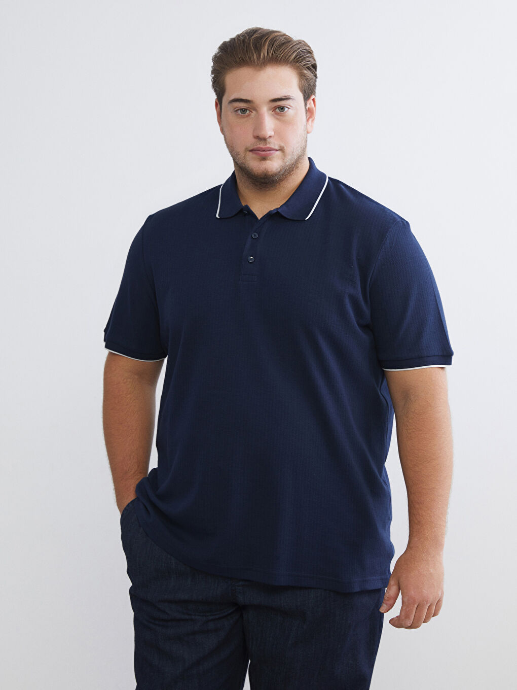 Lacivert Polo Yaka Erkek Tişört-1