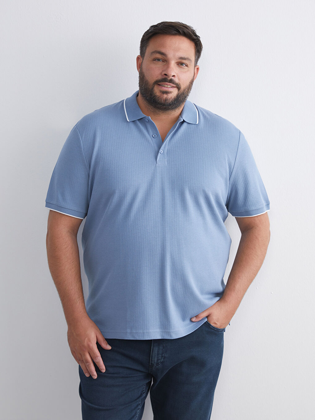 Mavi Polo Yaka Erkek Tişört-1