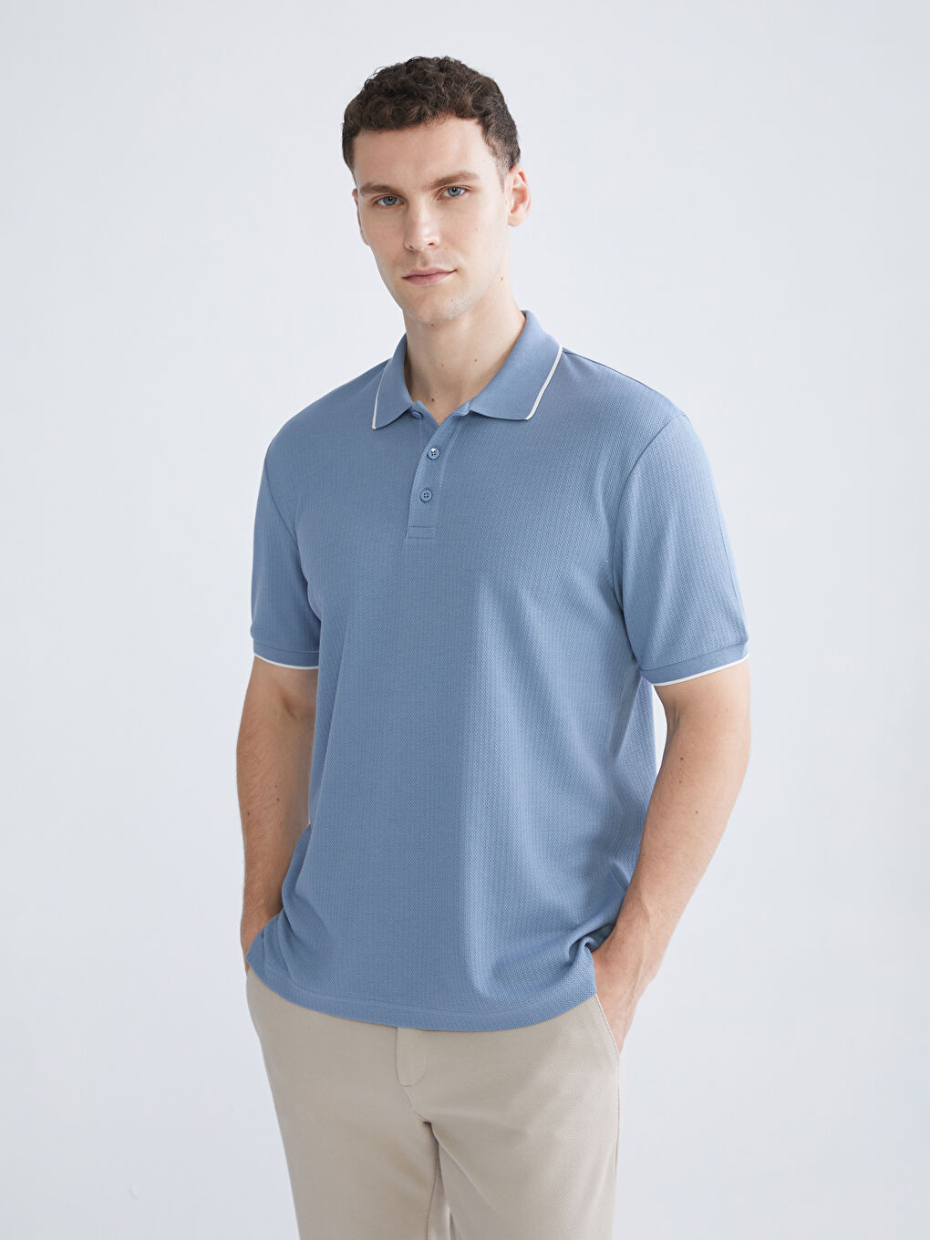 Mavi Polo Yaka Erkek Tişört