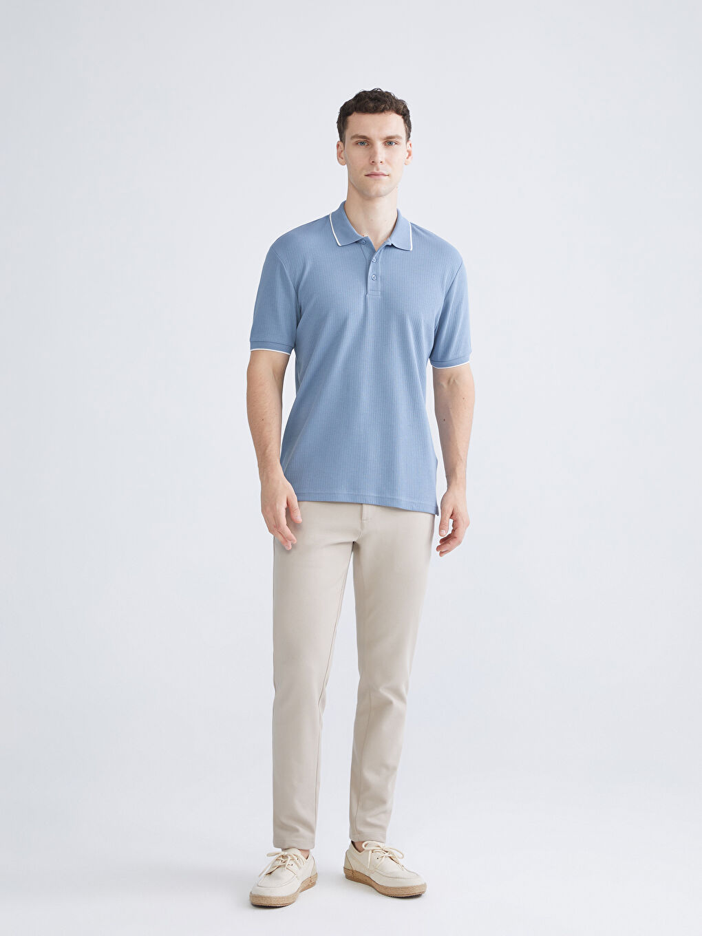 Mavi Polo Yaka Erkek Tişört-2