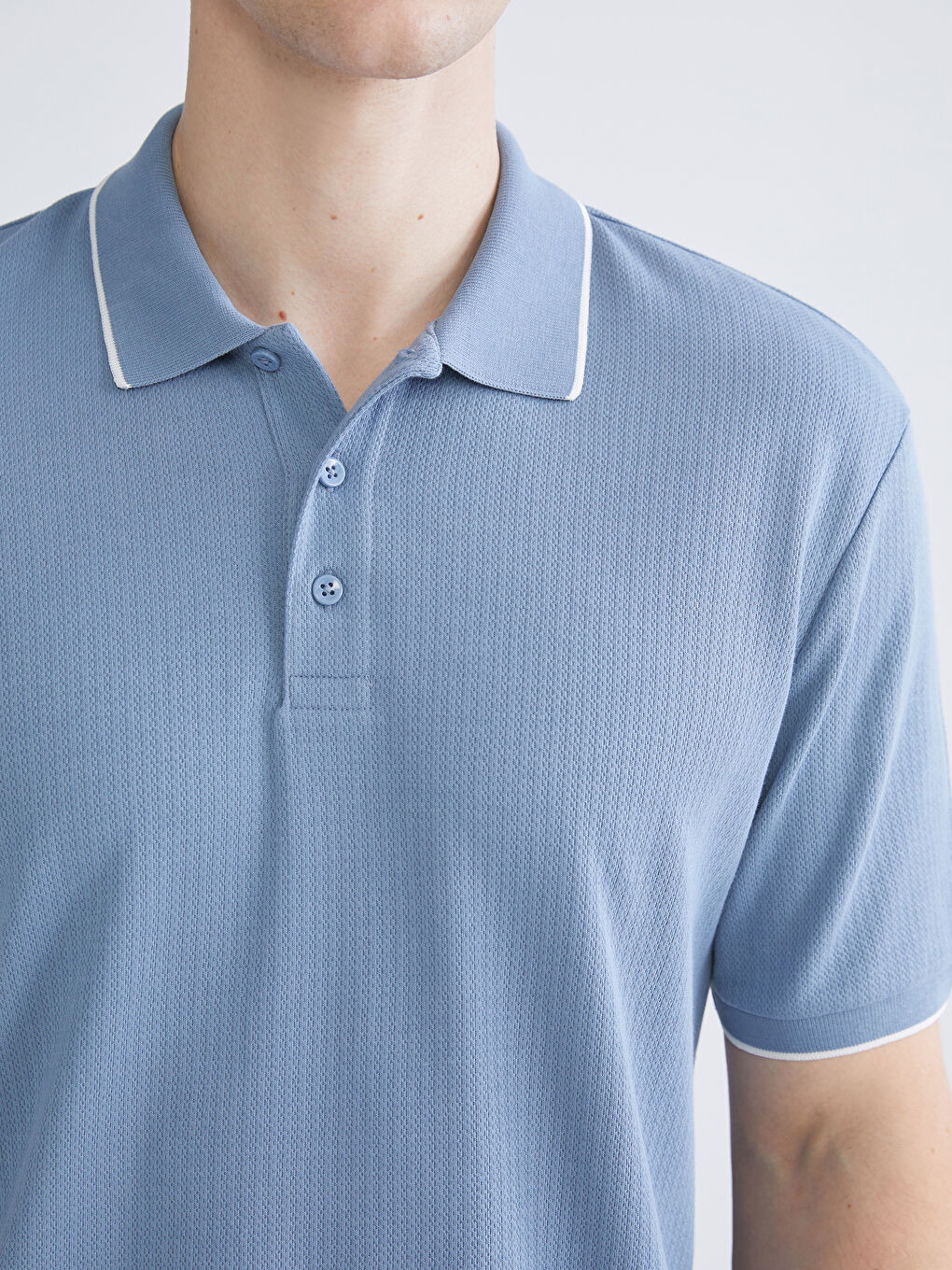 Mavi Polo Yaka Erkek Tişört-3