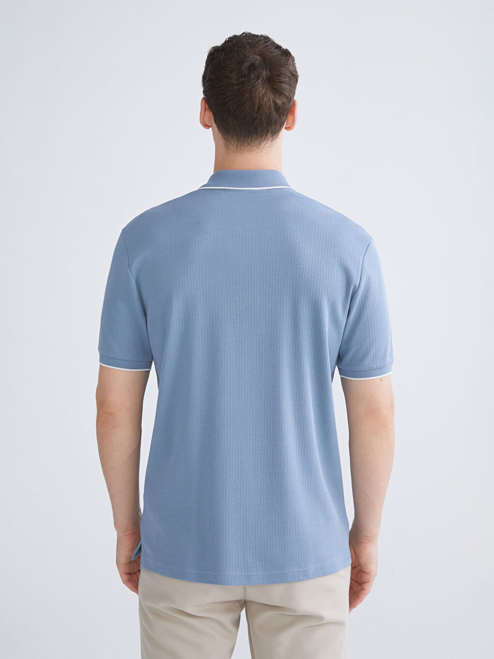 Mavi Polo Yaka Erkek Tişört-4