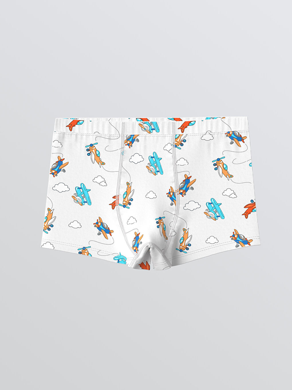 Gri Beli Lastikli Baskılı Erkek Çocuk Boxer