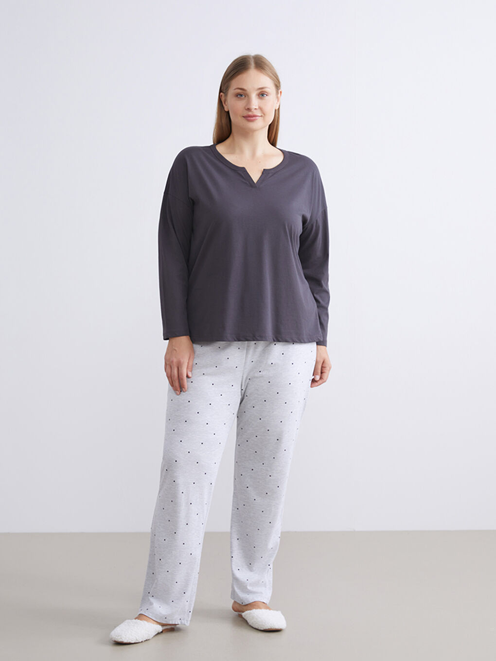 Женский верх пижамы с вырезом с выемкой-5