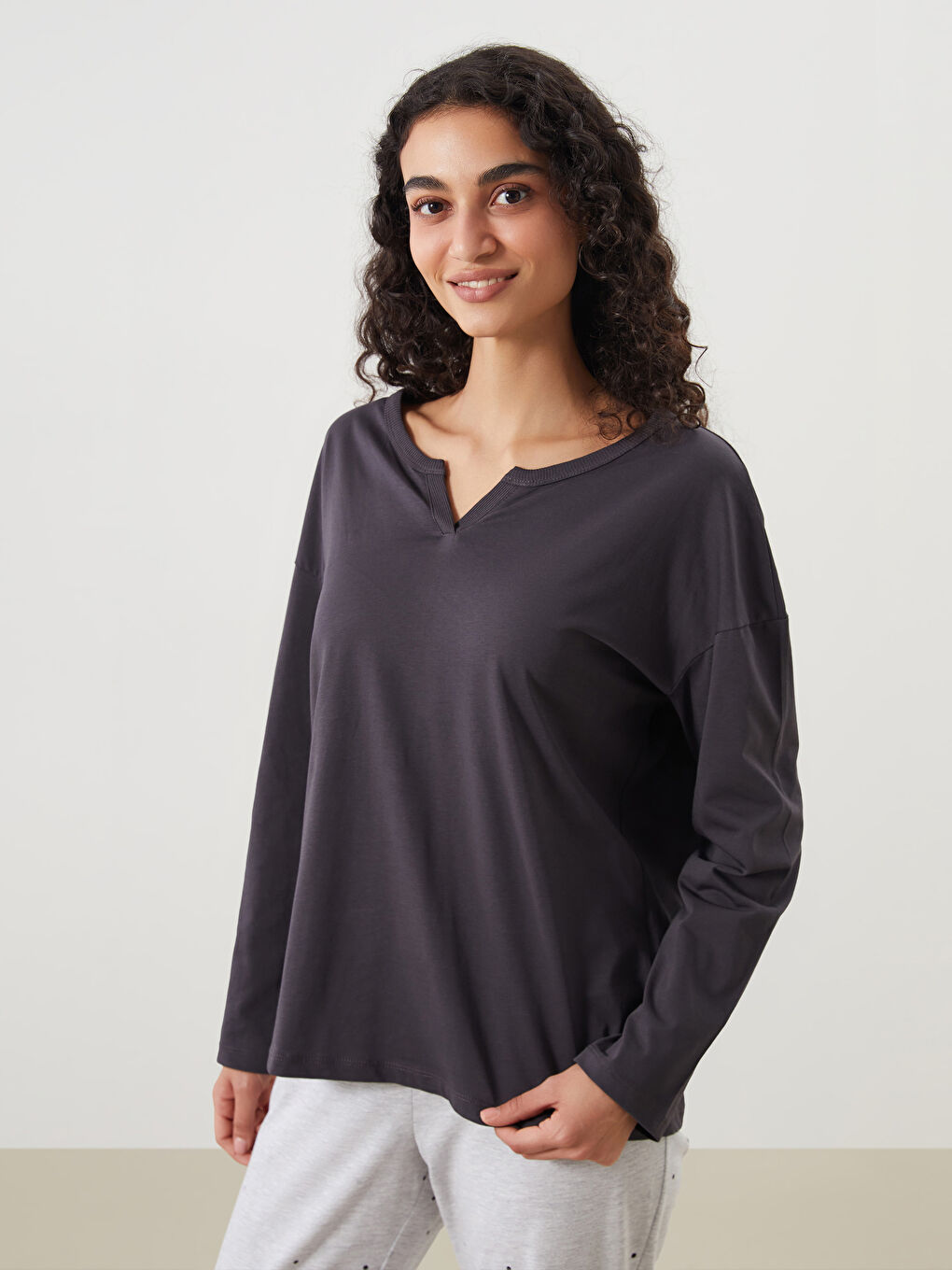 LCW DREAM Woman ANTHRACITE Pyjama Top -W51719Z8-LY9