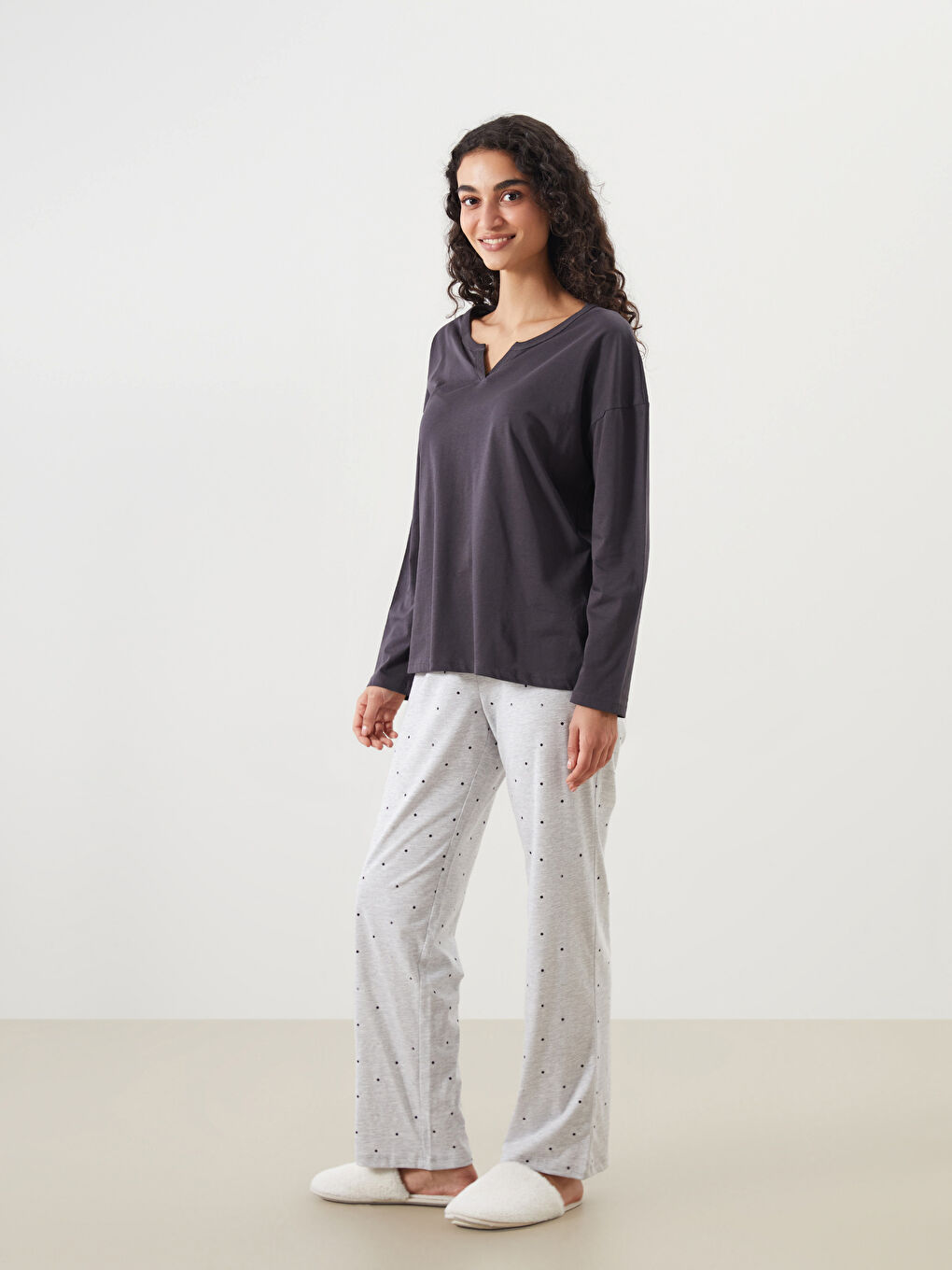 LCW DREAM Woman ANTHRACITE Pyjama Top -W51719Z8-LY9
