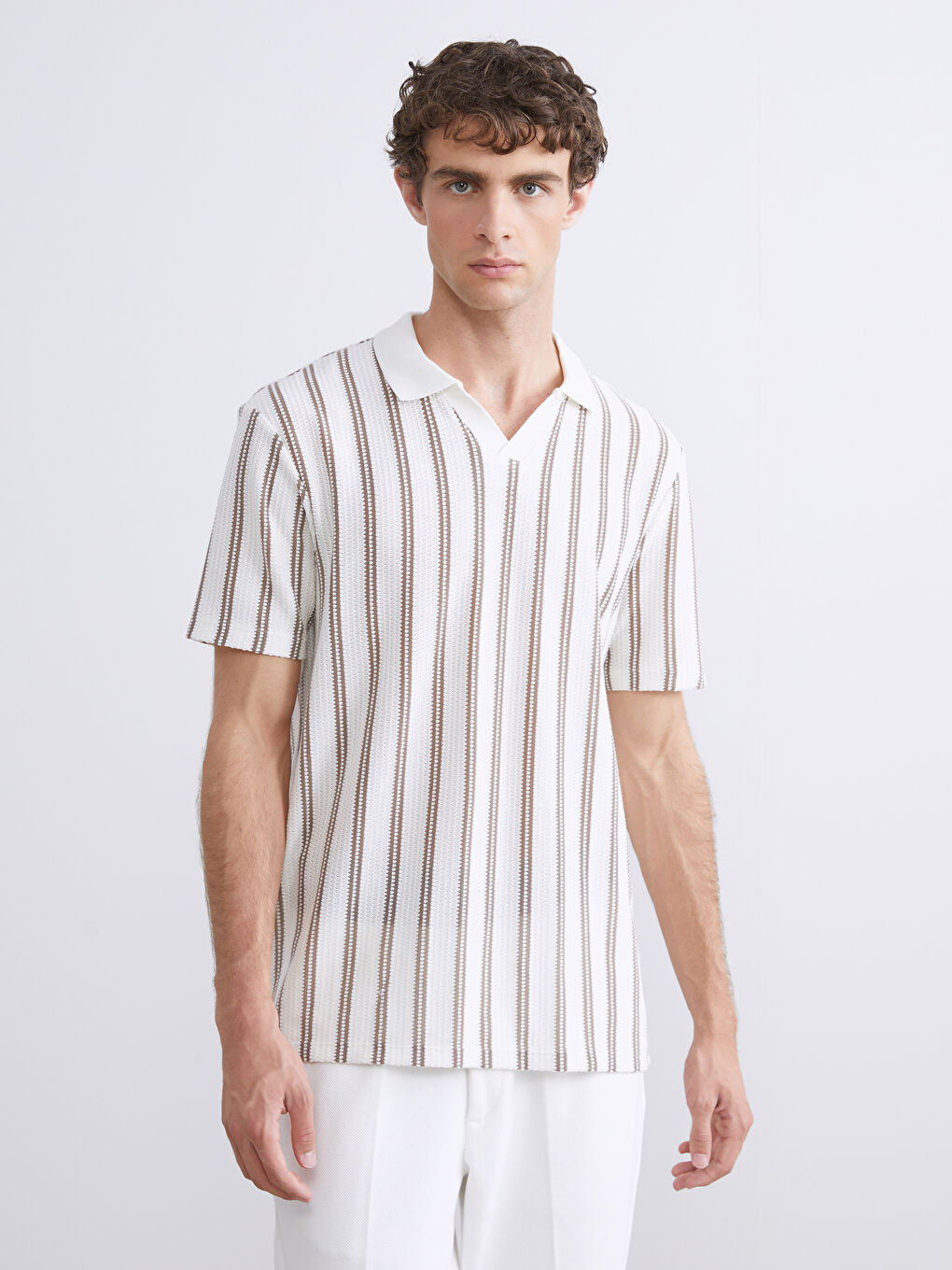 Polo Neck Striped Men's T-Shirt