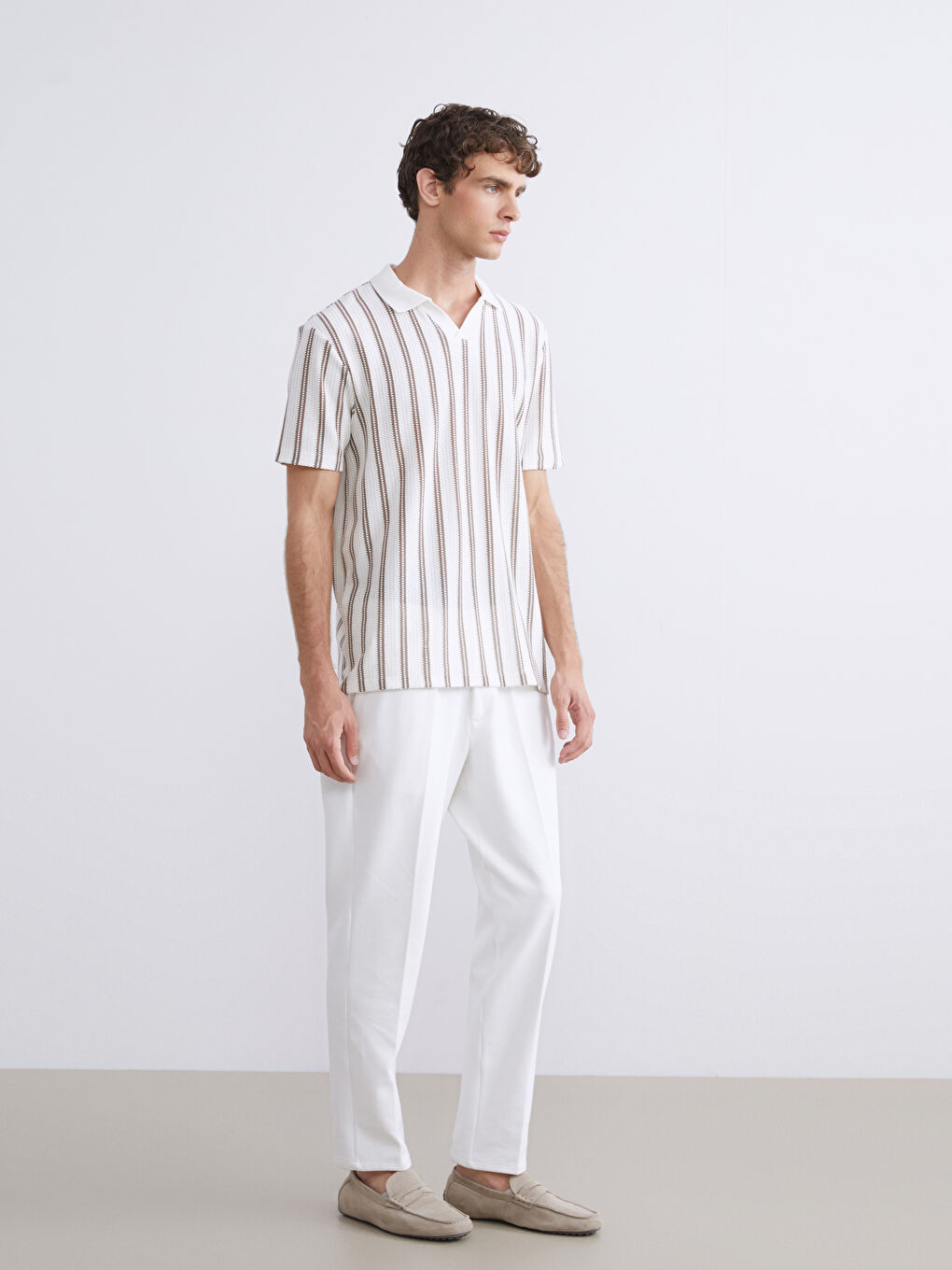 Polo Neck Striped Men's T-Shirt-1