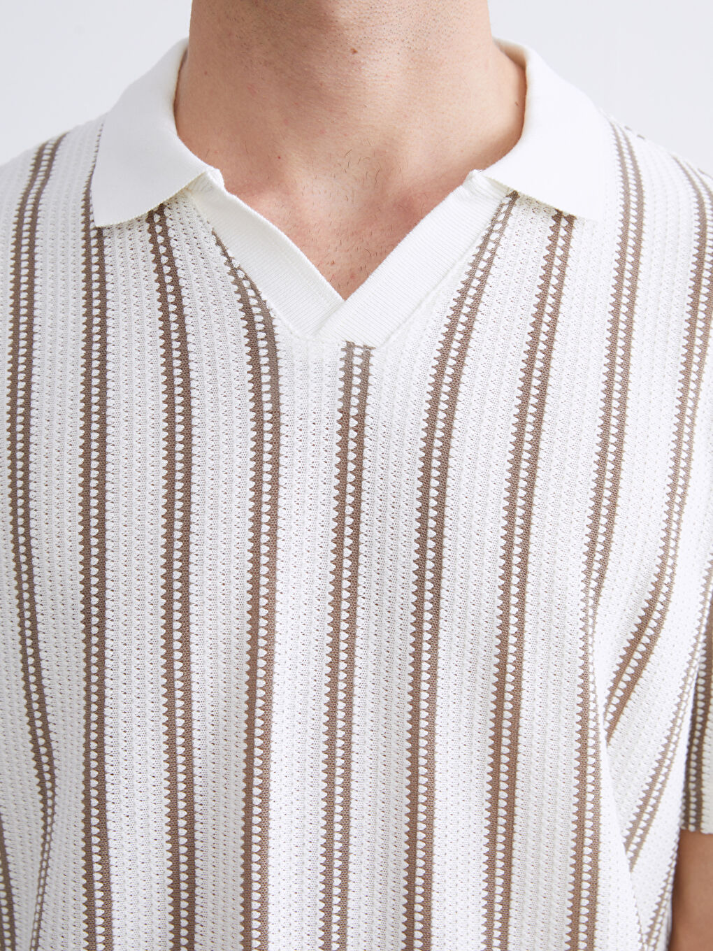 Polo Neck Striped Men's T-Shirt-2