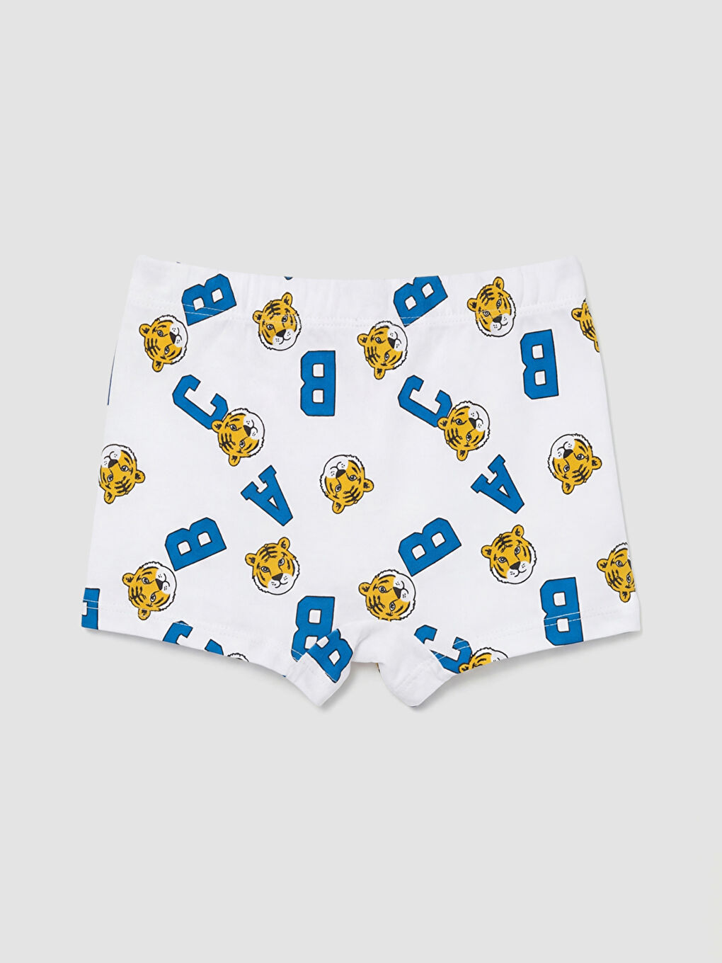 Beyaz Beli Lastikli Baskılı Erkek Çocuk Boxer-1