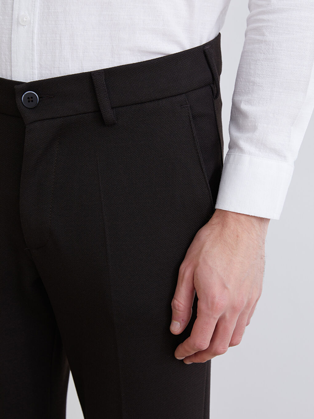 Kahverengi Dar Kalıp Erkek Chino Pantolon-2