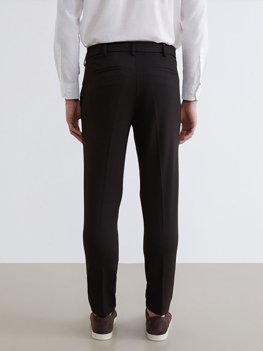 Kahverengi Dar Kalıp Erkek Chino Pantolon-3